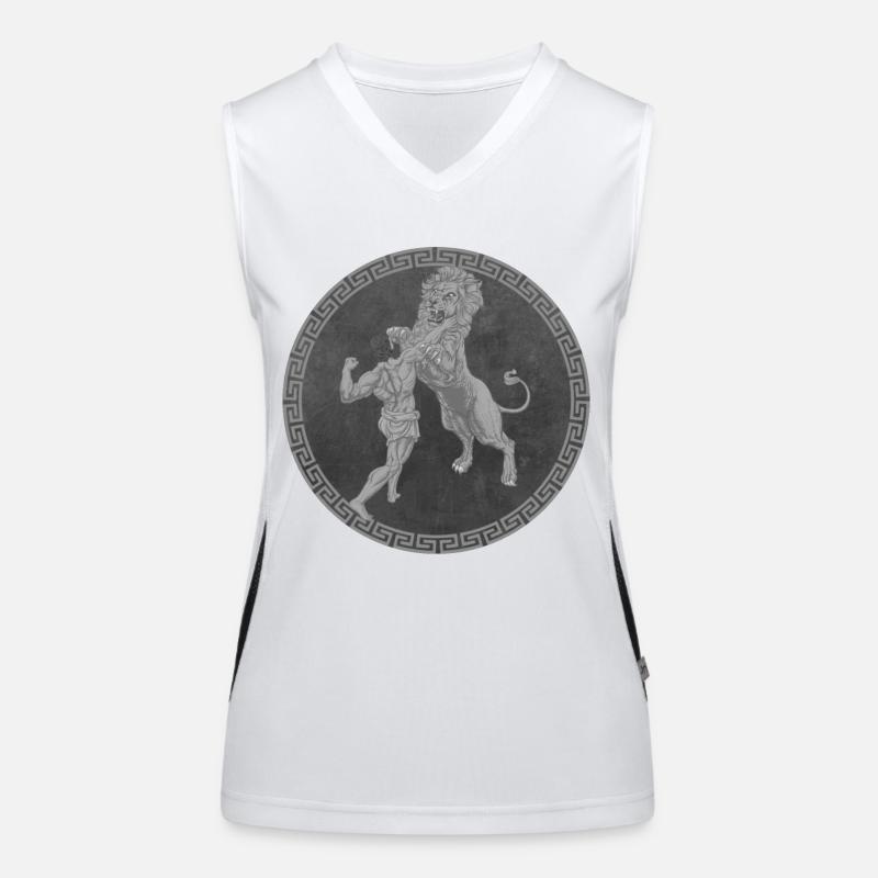 Herkules griechischer Held, Kampf mit Löwe Funktionelles Kontrast-Tank Top für Frauen