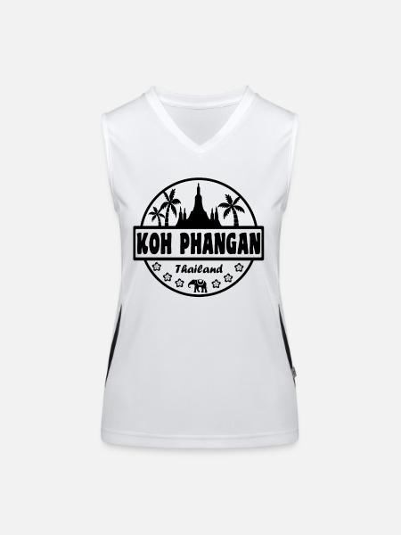 Koh Phangan Thailand - Funktionelles Kontrast-Tank Top für Frauen - Weiß/Schwarz - Vorne