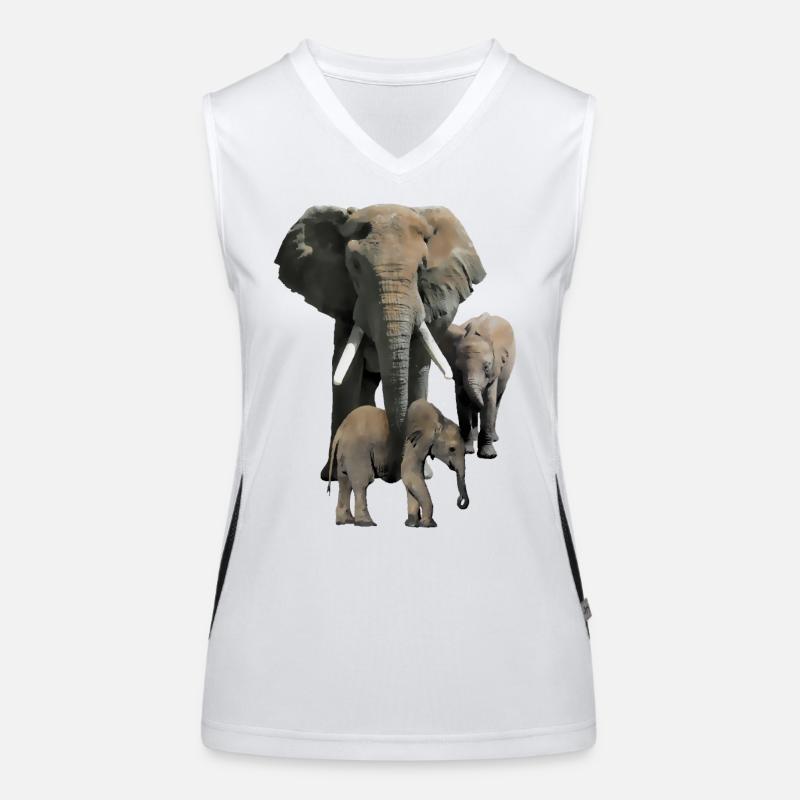 Elephant mom with babies as a drawing Women's Functional Contrast Tank Top