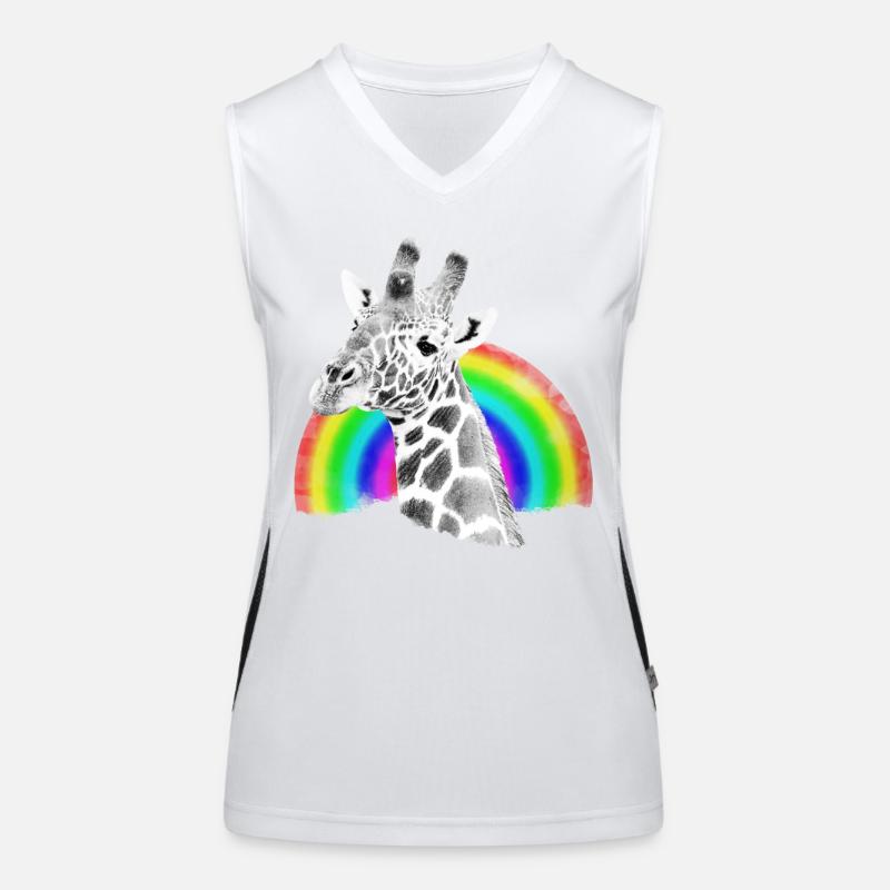 Giraffe Regenbogen Zeichnung - Wildtier in Afrika Funktionelles Kontrast-Tank Top für Frauen