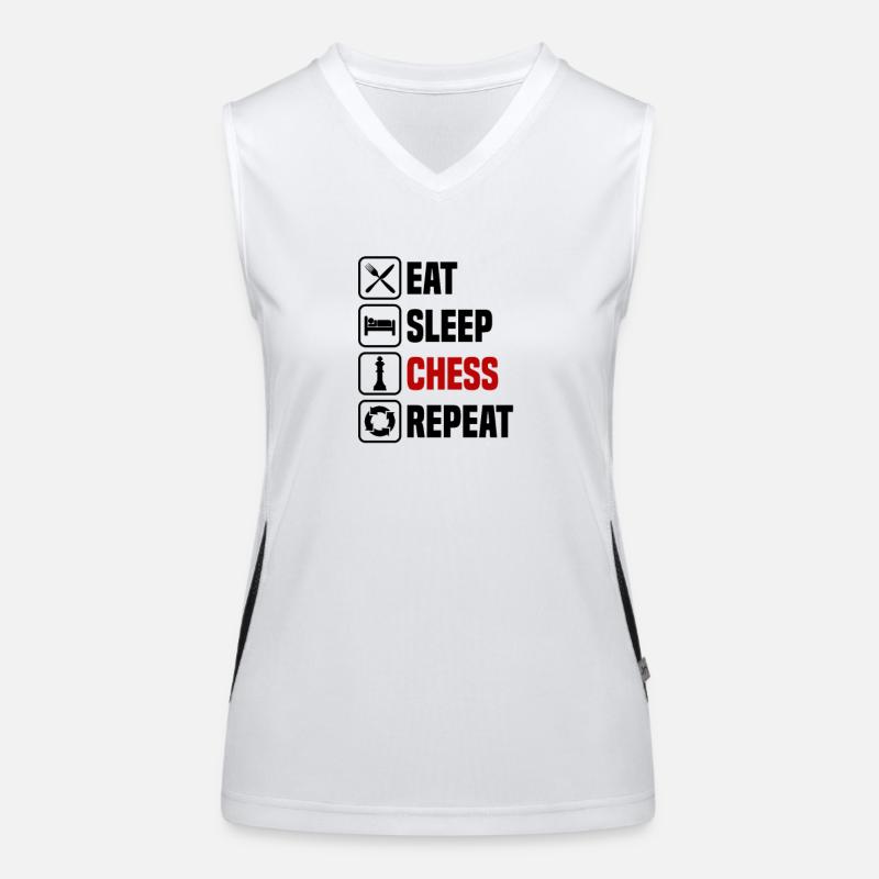 Eating, sleeping, reviewing chess Women's Functional Contrast Tank Top