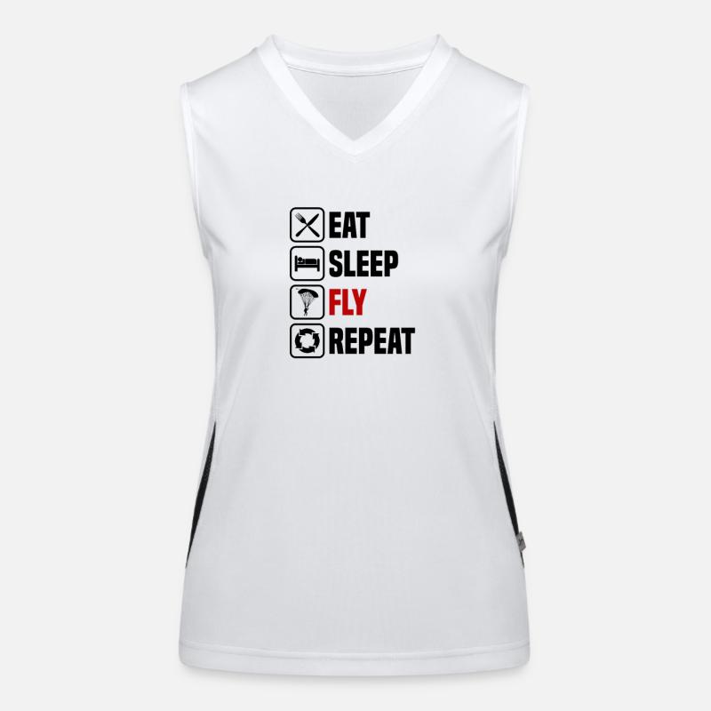 Eating Sleeping Paragliding Repeat Flying Women's Functional Contrast Tank Top
