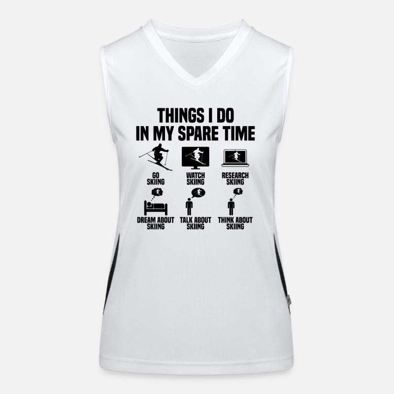 Dinge die ich in meiner Freizeit mache Ski Funktionelles Kontrast-Tank Top für Frauen