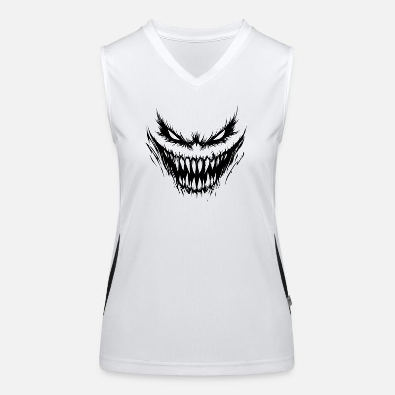 Halloween Costume Horror Devilish Face in Red Women's Functional Contrast Tank Top