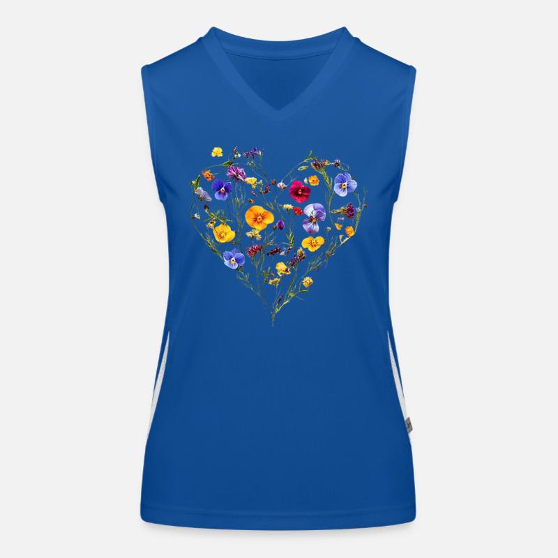 Herz aus zarten Blüten - Frühlingshafter Funktionelles Kontrast-Tank Top für Frauen