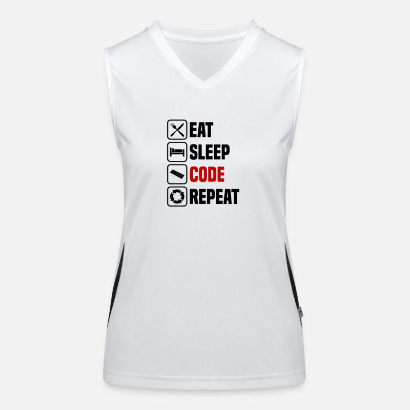 Eating, sleeping, programming, repeating Women's Functional Contrast Tank Top