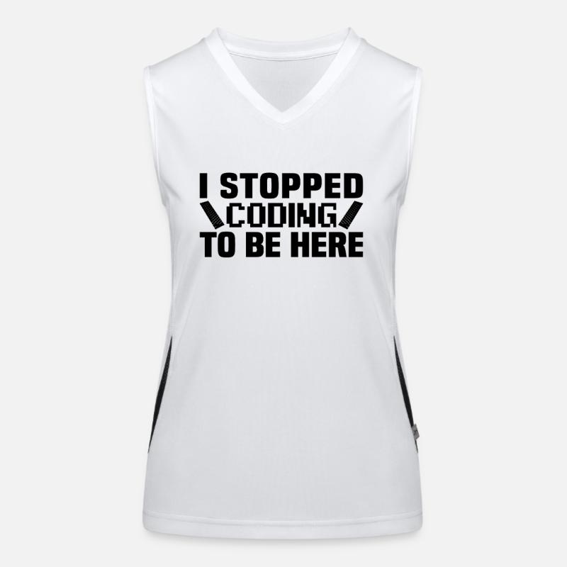 I stopped coding to be here Funktionelles Kontrast-Tank Top für Frauen