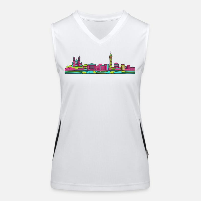 Basilique Skyline de la ville de Lyon Modern Line Art Débardeur respirant contrasté Femme
