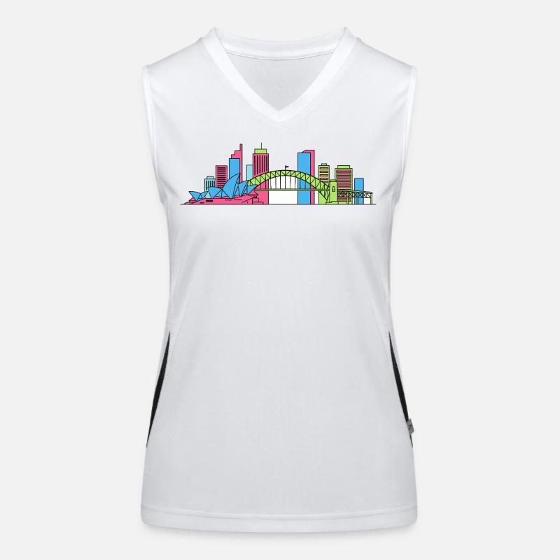 Sydney City Skyline Opera House Bridge Line Art Women's Functional Contrast Tank Top