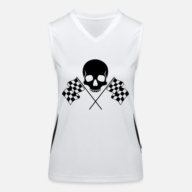 Skull Checkered Flags Women's Functional Contrast Tank Top