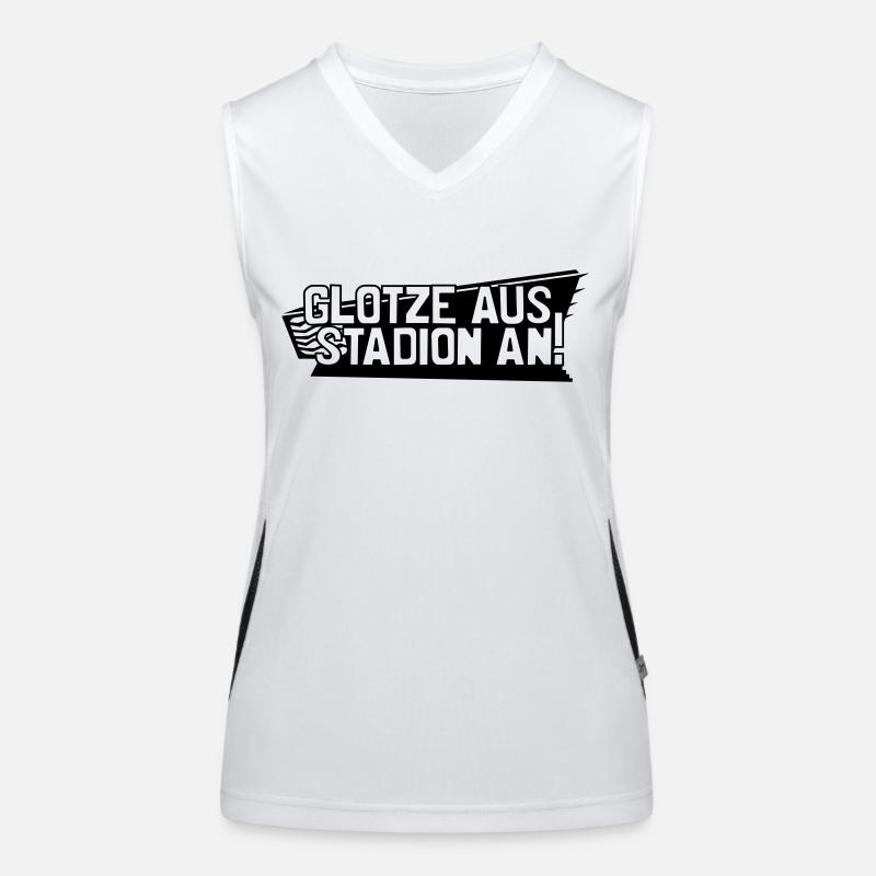 GLOTZE AUS, STADION AN! Funktionelles Kontrast-Tank Top für Frauen