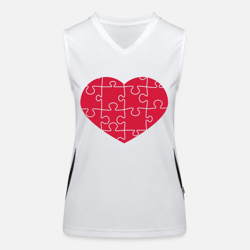 puzzle liebe herz i love muster viele puzzlestueck Funktionelles Kontrast-Tank Top für Frauen