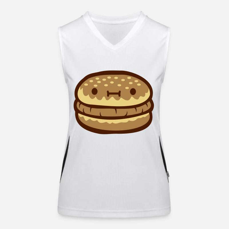 Cute face cheeseburger Women's Functional Contrast Tank Top