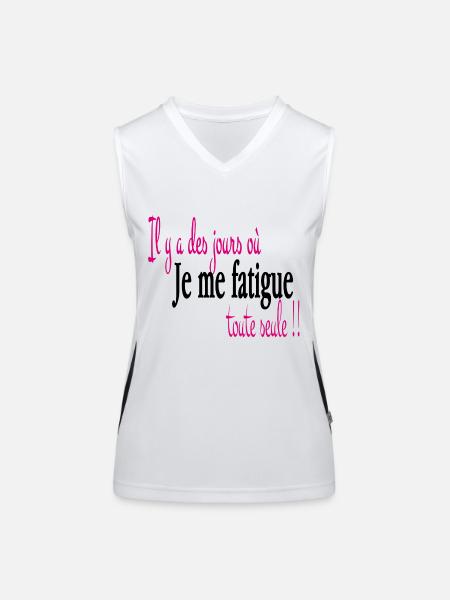 Je me fatigue toute seule - Débardeur respirant contrasté Femme - blanc/noir - Devant