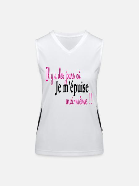 Je m' épuise moi même - Débardeur respirant contrasté Femme - blanc/noir - Devant