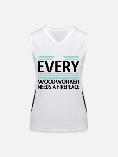 happy funny quote chainsaw grab carpenter tshirts - Women's Functional Contrast Tank Top - white/black - Front