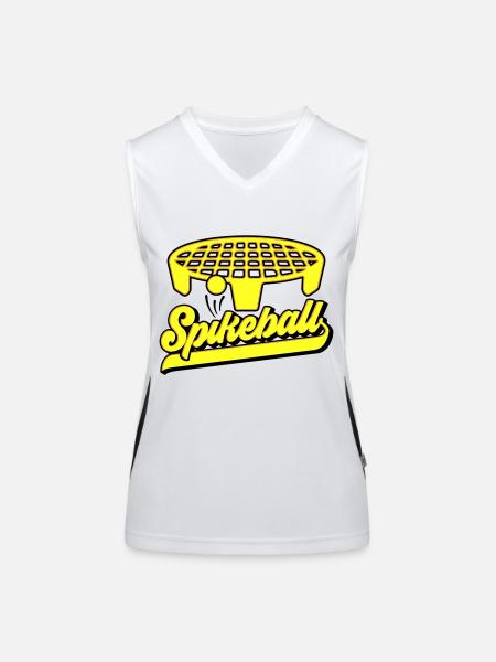Farben änderbar | Roundnet Spikeball Fun - Funktionelles Kontrast-Tank Top für Frauen - Weiß/Schwarz - Vorne