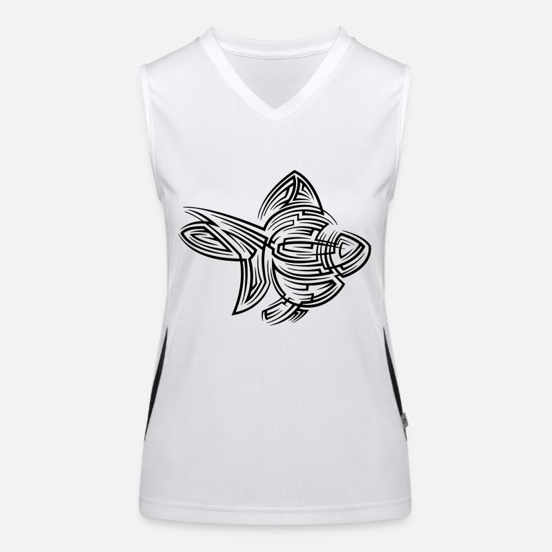 Tatouage tribal de poisson rouge Débardeur respirant contrasté Femme