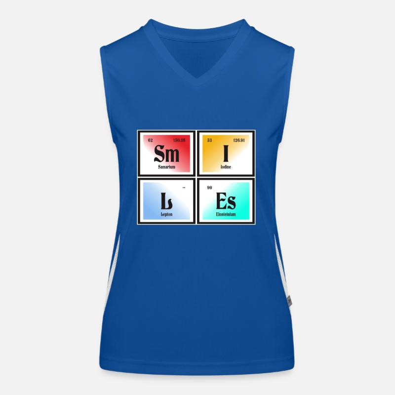 Lächelt | Periodensystem der Elemente Funktionelles Kontrast-Tank Top für Frauen