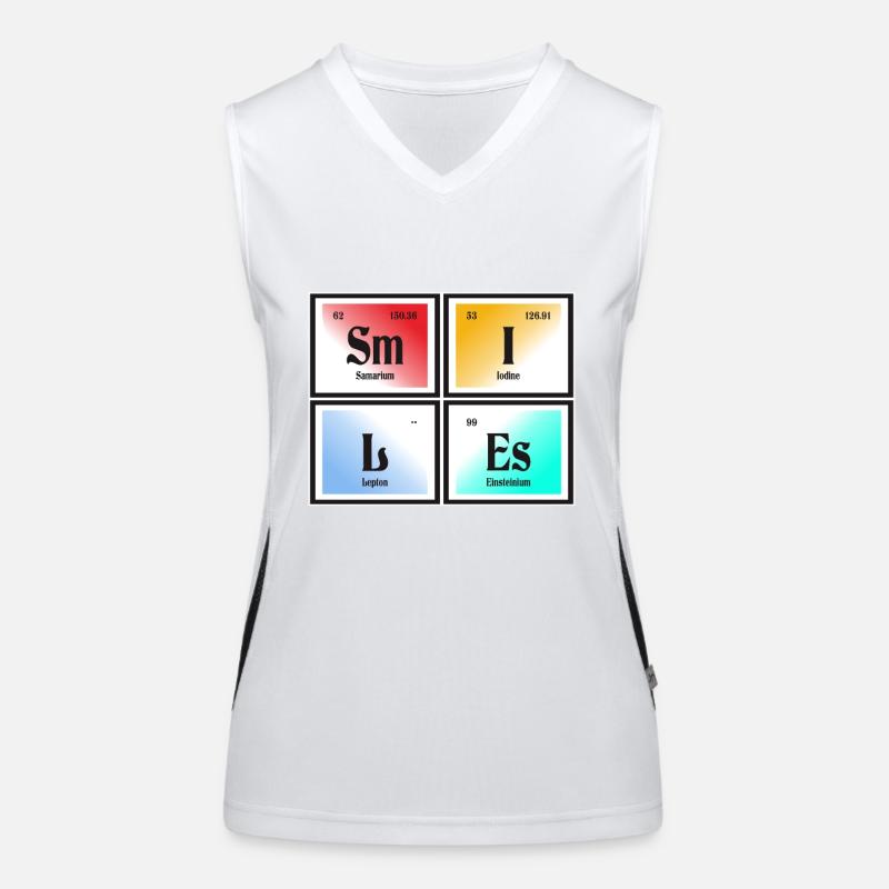 Lächelt | Periodensystem der Elemente Funktionelles Kontrast-Tank Top für Frauen