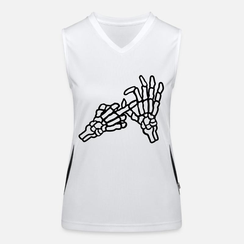 Middle Finger Hole Gesture Skeleton Women's Functional Contrast Tank Top