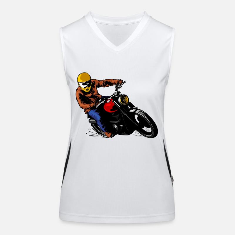 Fahren Sie Oldtimer Motorrad Kurvenfahrt Funktionelles Kontrast-Tank Top für Frauen