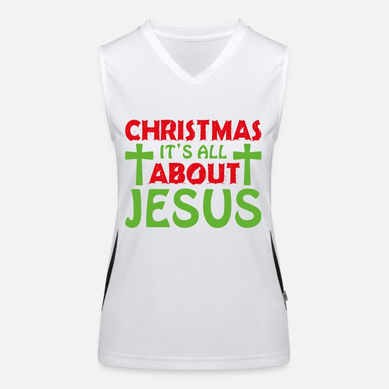 9 Christmas its all about jesus Funktionelles Kontrast-Tank Top für Frauen