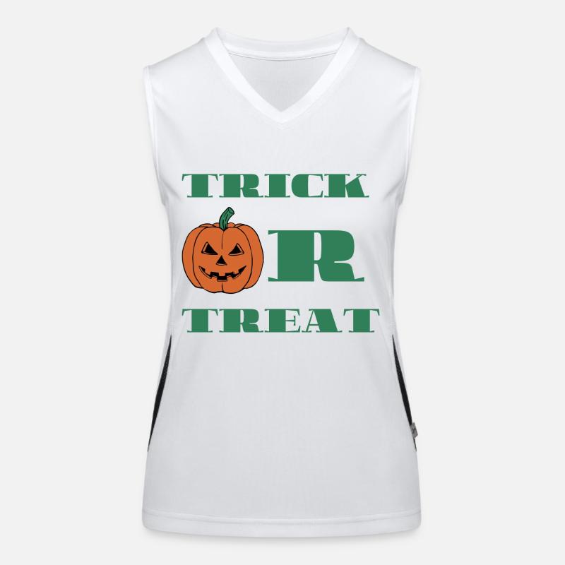 Trick Or Treat Kürbis Süßes oder Saures Halloween Funktionelles Kontrast-Tank Top für Frauen