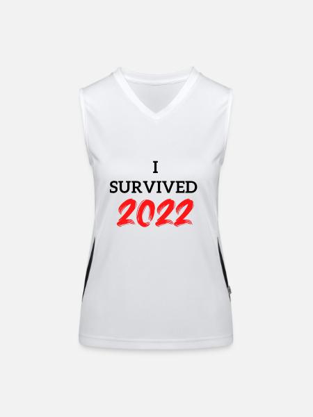 I Survived 2022 - Funktionelles Kontrast-Tank Top für Frauen - Weiß/Schwarz - Vorne