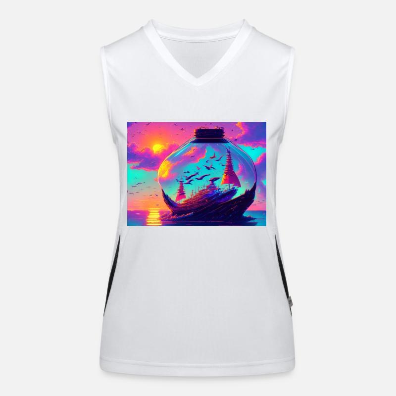 Ship in the round bottle colorful Women's Functional Contrast Tank Top