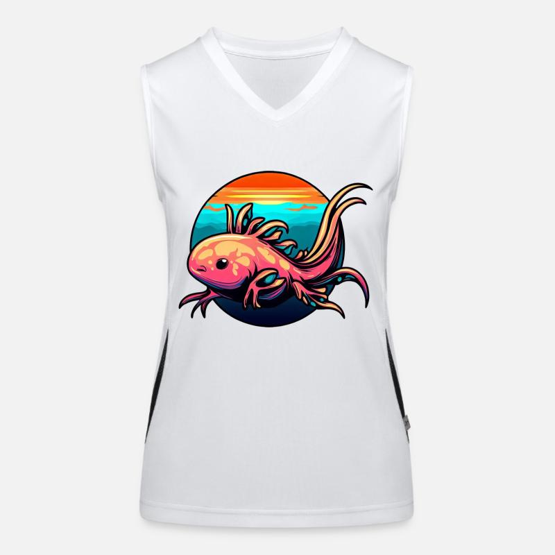 Mignon Axolotl Design Coucher de soleil Coucher de soleil Débardeur respirant contrasté Femme