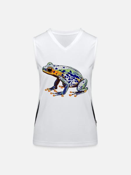 Pfeilgiftfrosch mit schöner Warnfarbe als Lurch - Funktionelles Kontrast-Tank Top für Frauen - Weiß/Schwarz - Vorne