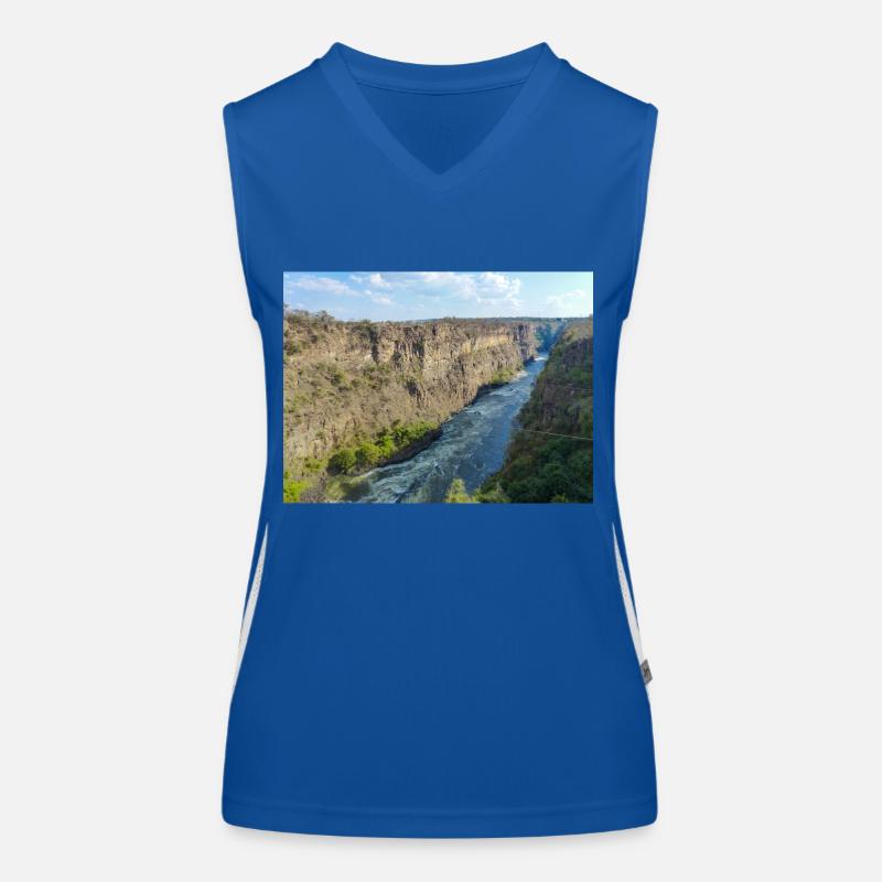 Schlucht in der Nähe der Victoriafälle in Simbabwe Funktionelles Kontrast-Tank Top für Frauen