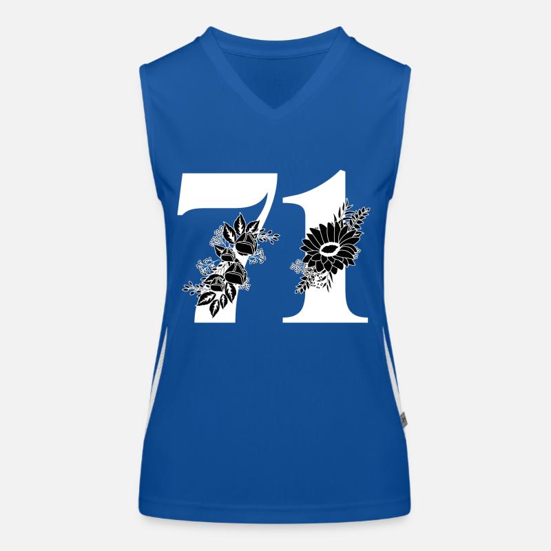 Nummer 71 Schwarze Blumen - 71. Blumengeburtstag Funktionelles Kontrast-Tank Top für Frauen