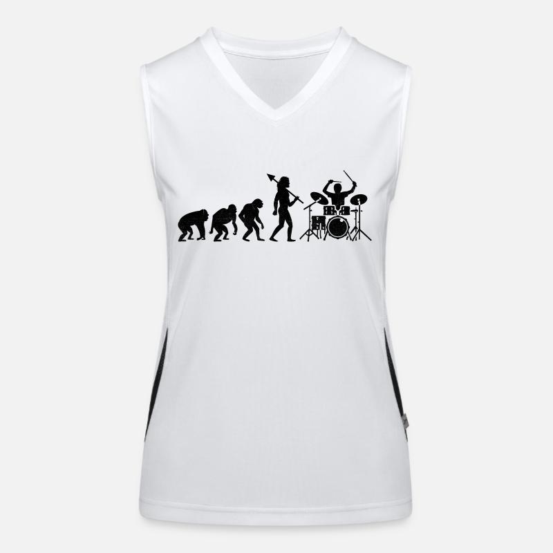 Drummer Evolution Drum Music Lover Drumming Drumme Funktionelles Kontrast-Tank Top für Frauen