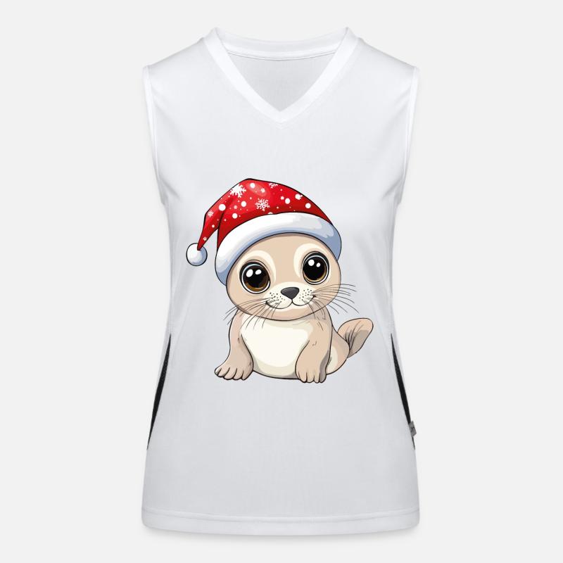 phoque Noël mignon mignon Noël Noël Débardeur respirant contrasté Femme