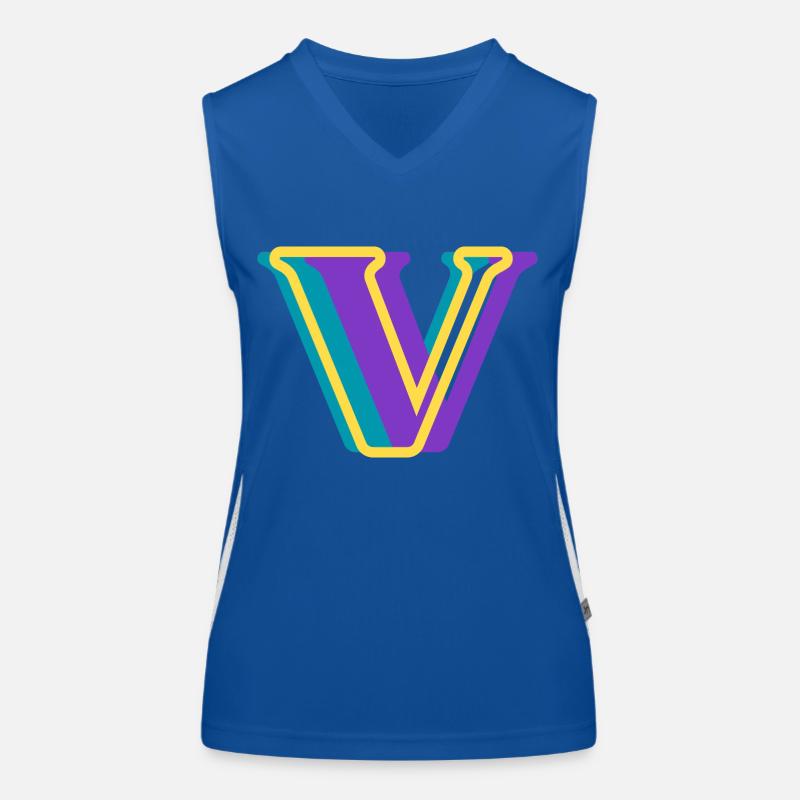Mehrfarbiger Buchstabe V Funktionelles Kontrast-Tank Top für Frauen