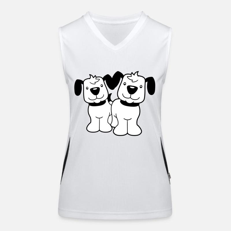 2 Hunde Team Stehen Zwei Freunde Crew Glücklich Funktionelles Kontrast-Tank Top für Frauen