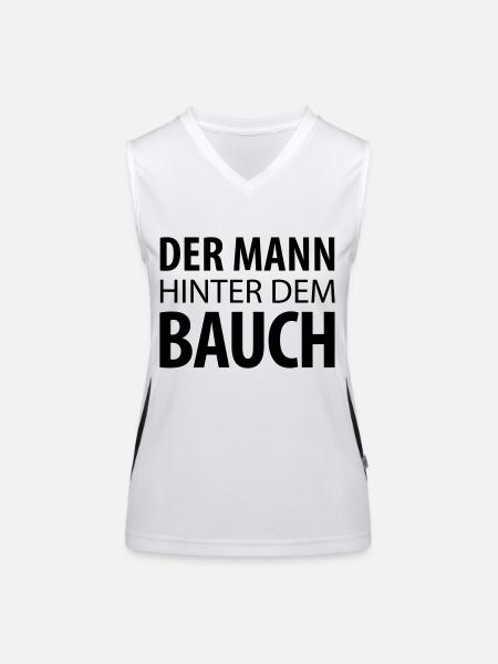 Der Mann hinter dem Bauch (dh) - Funktionelles Kontrast-Tank Top für Frauen - Weiß/Schwarz - Vorne