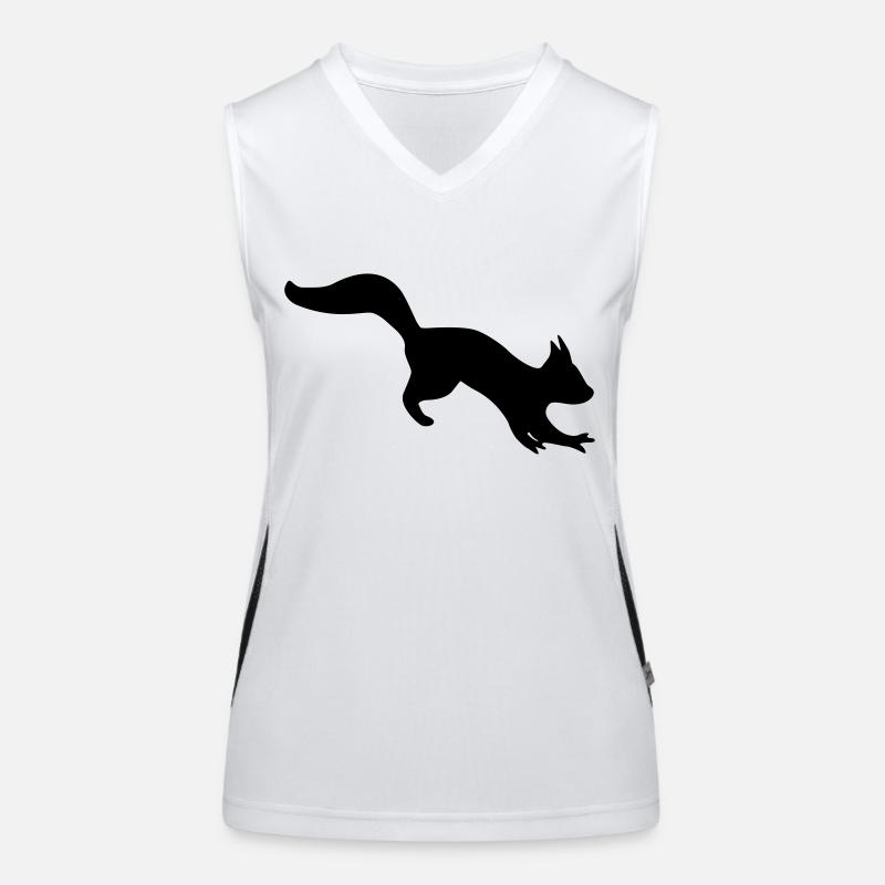 bouncing agile squirrel silhouette Women's Functional Contrast Tank Top