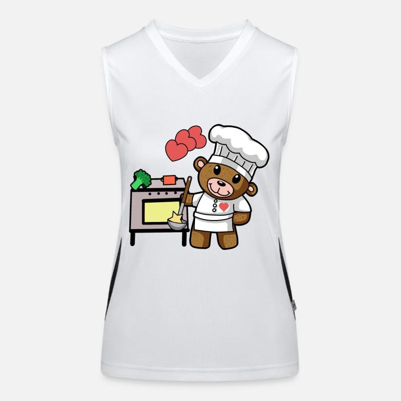 Teddy Bear Chef Cooking Culinary Arts Restaurant Kitchen Women's Functional Contrast Tank Top