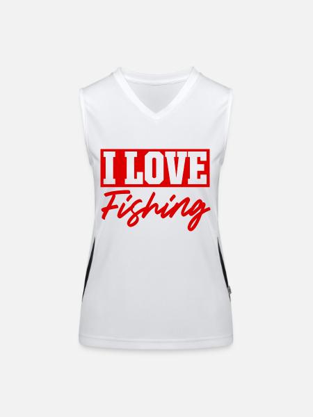 I love fishing - Women's Functional Contrast Tank Top - white/black - Front