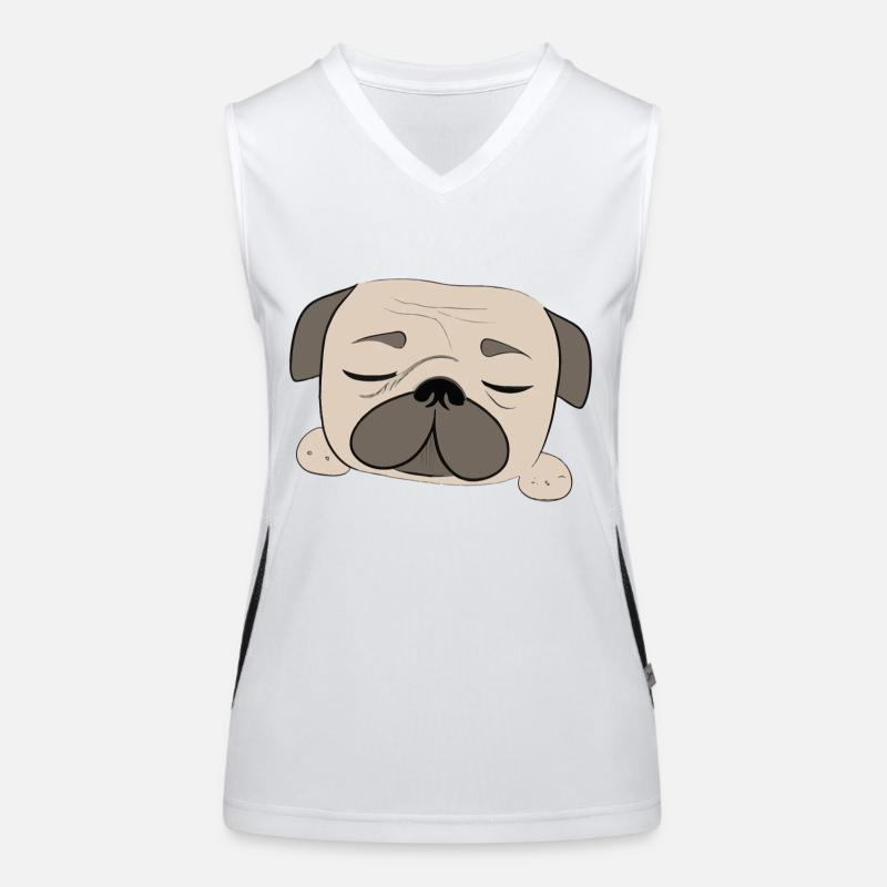 Schlafender Mops Hund Lustige Hundebesitzer Funktionelles Kontrast-Tank Top für Frauen