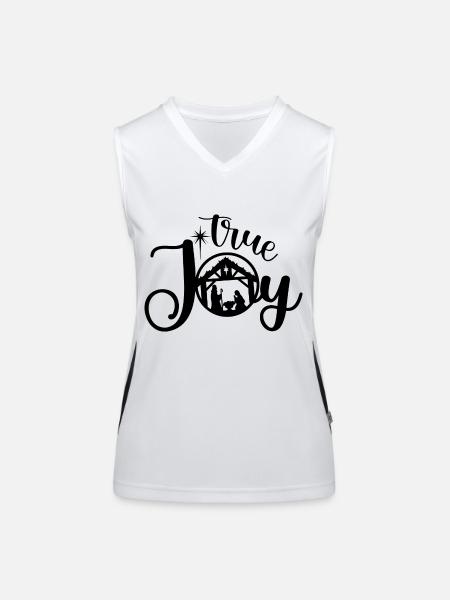 True Joy en noir - Débardeur respirant contrasté Femme - blanc/noir - Devant