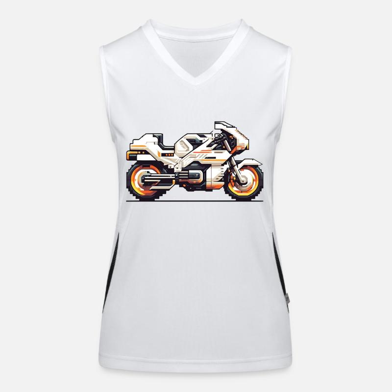 Machine de course de moto 8 bits en tant que graphiques vectoriels Débardeur respirant contrasté Femme