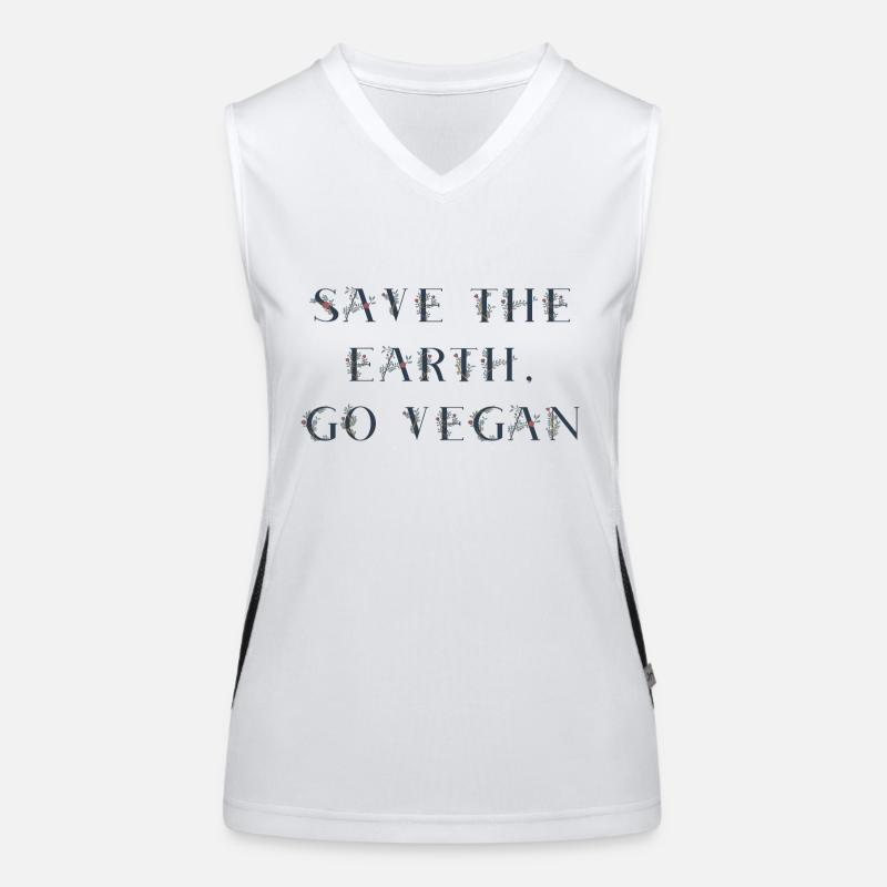 Save the earth go vegan - blue Women's Functional Contrast Tank Top