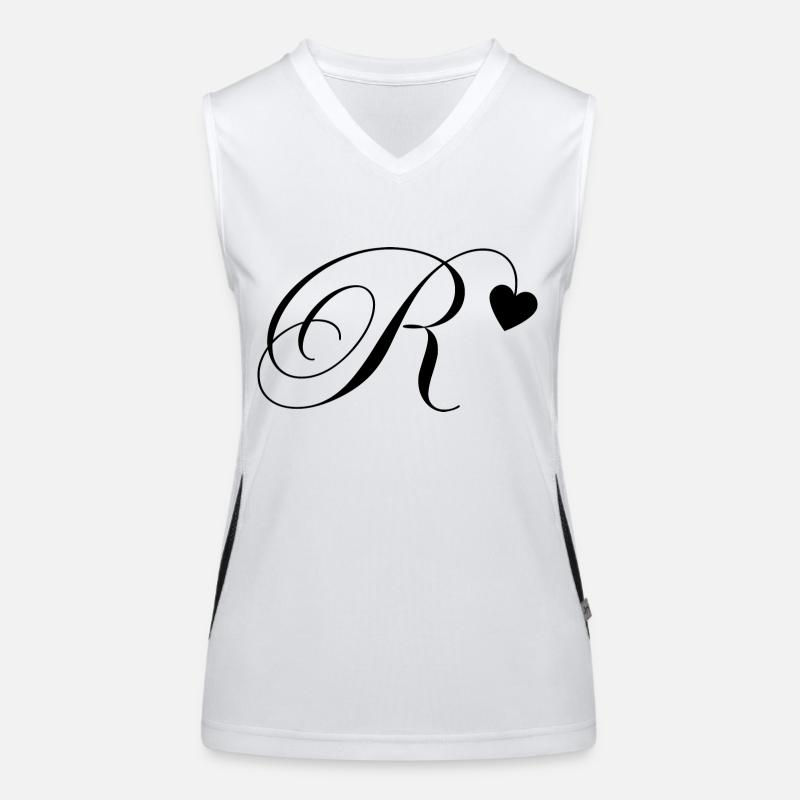 Buchstabe r Kalligraphie Herz Funktionelles Kontrast-Tank Top für Frauen