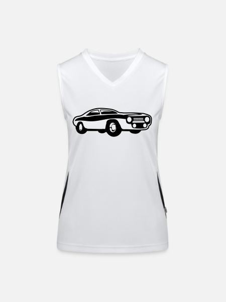 Oldtimer Car Retro Vintage Love Racing Car Driving - Women's Functional Contrast Tank Top - white/black - Front