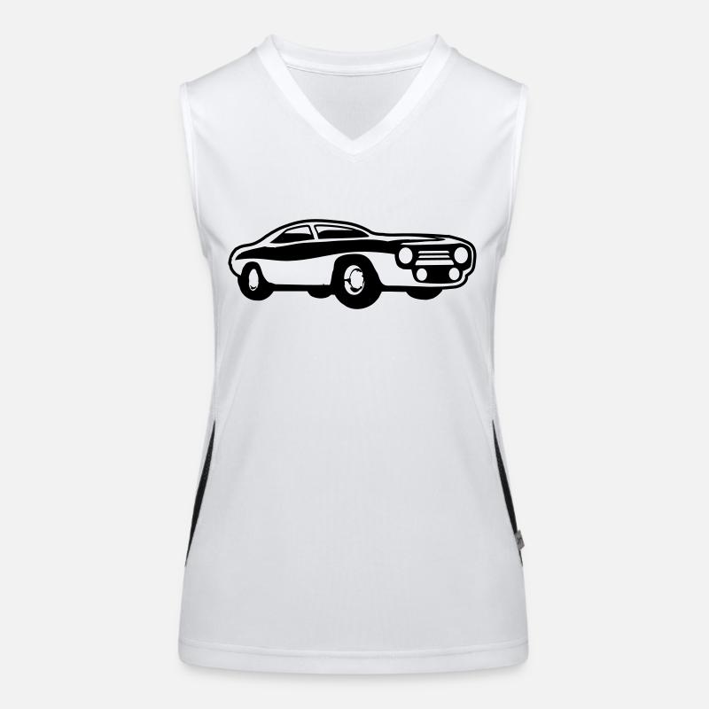 Oldtimer Auto Retro Vintage Liebe Rennauto Fahren Funktionelles Kontrast-Tank Top für Frauen