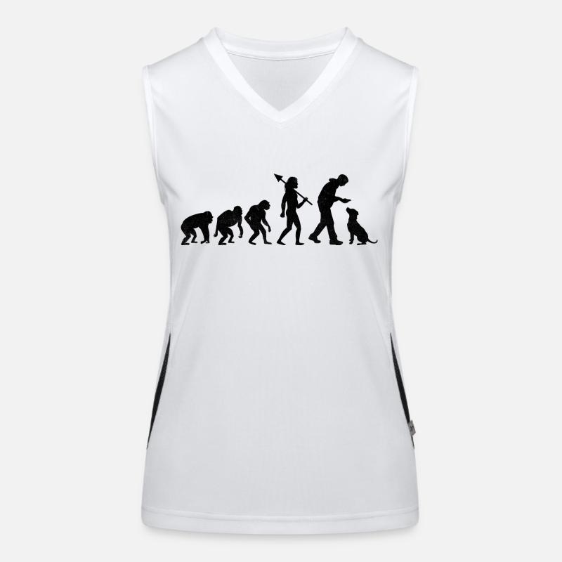Retro Evolution Labrador Retriever Lab Hunde Apportieren Funktionelles Kontrast-Tank Top für Frauen